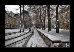 Dnipropetrovsk Ucraina Tram Ragazza Neve Ragazza nella neve