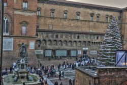Bologna Nettuno Piazza Natale Piazza del Nettuno sotto Natale vista da Palazzo Re Enzo